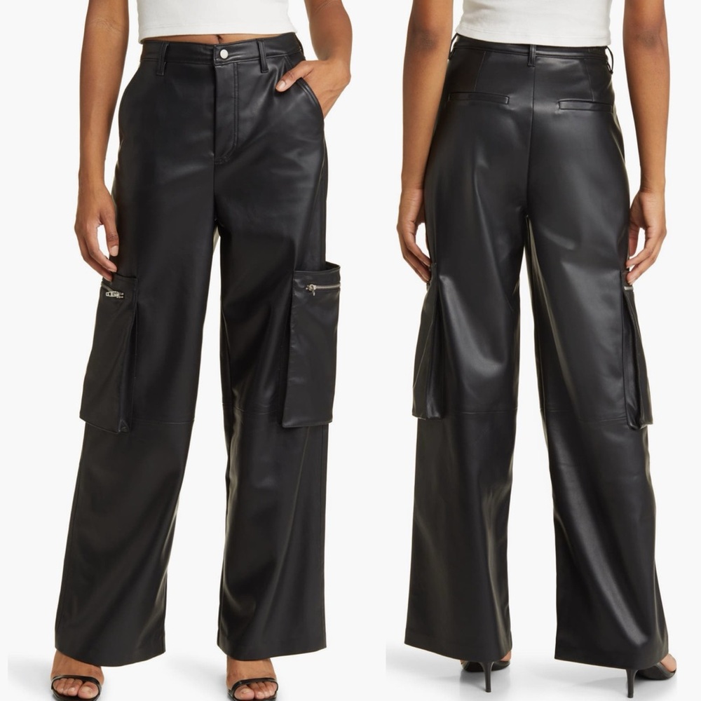 BLANKNYC Rib Cage Frankle Faux Leather Cargo Grunge Pants Dark Academia